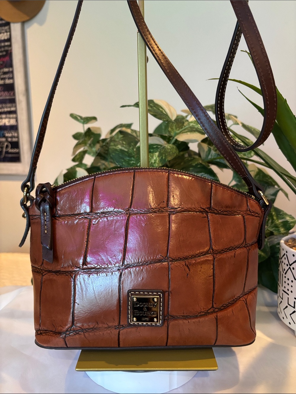 Dooney & Bourke Brown Croc-Embossed Crossbody Bag
